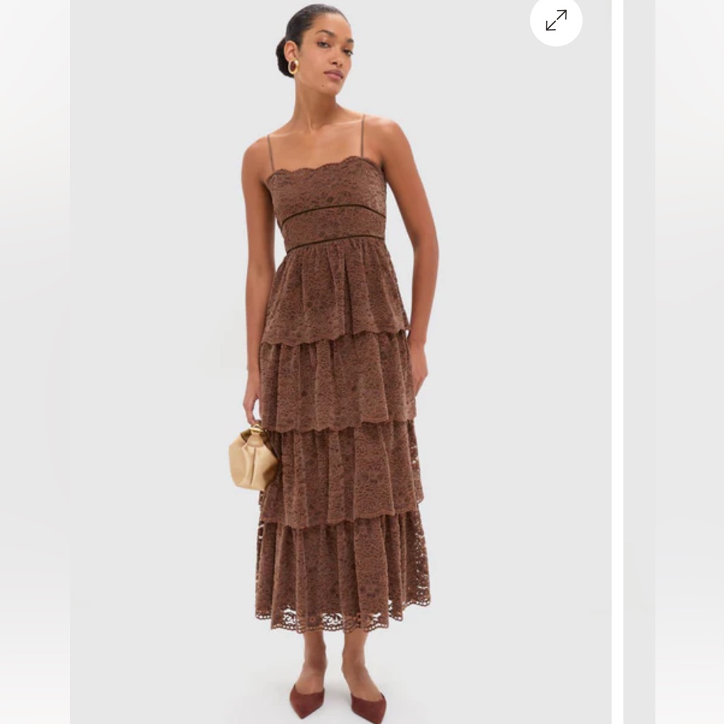 Saylor Leina Dress Brown Lace Tiered Dress Size Xs Like New